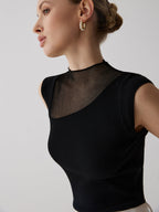 Mesh Patchwork Sleeveless Top