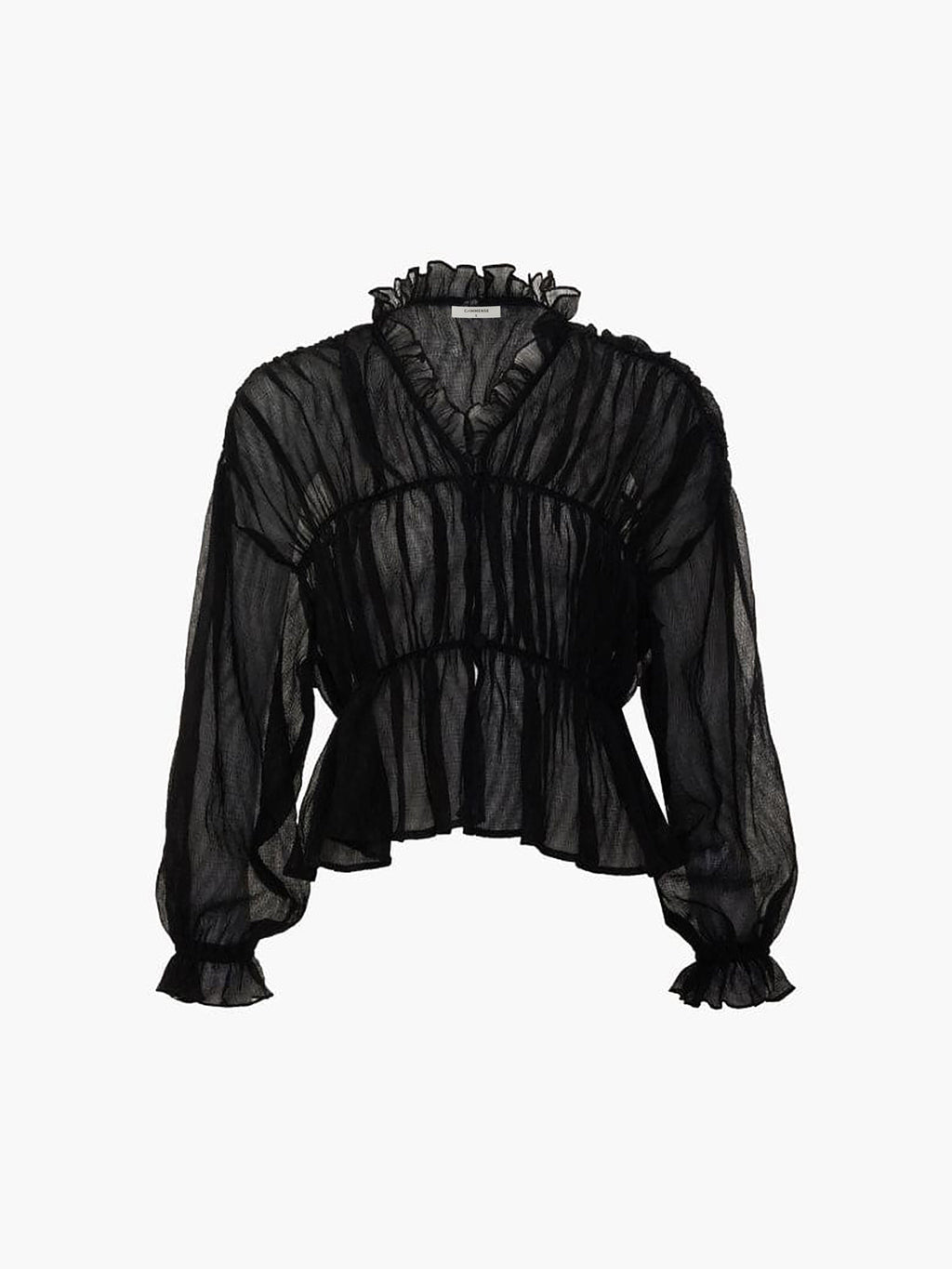 Sheer Chiffon Ruffle Detail Blouse