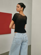 Plain Short Sleeve Knit Top