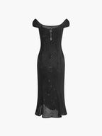 Semi-Sheer Cotton Keyhole Neckline Midi Dress