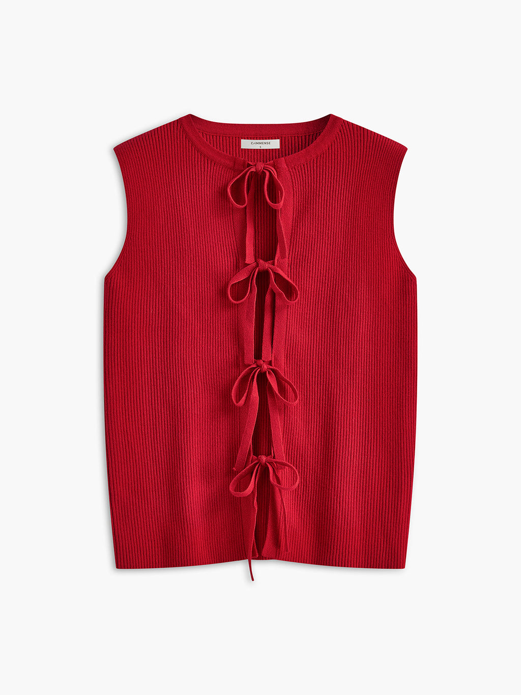 Ribbed Tie Neck Sweater Vest