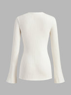 Golden Button Split Knit Top