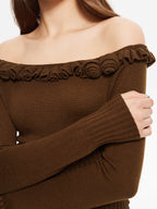 Cashmere-Blend Off-Shoulder Ruffle Sweater
