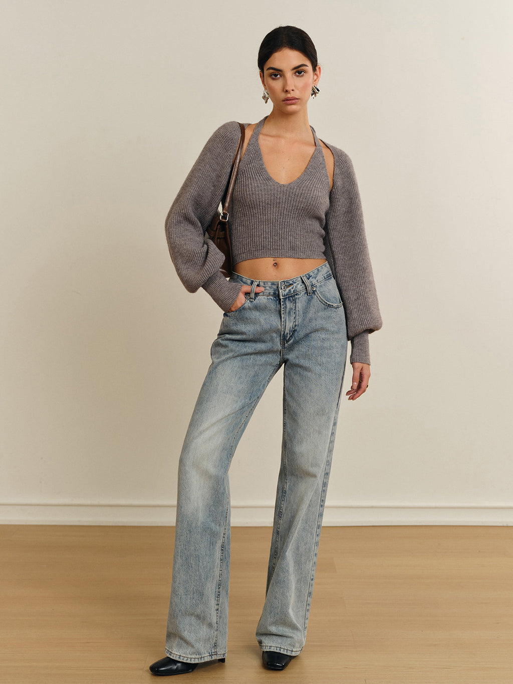 Bee Sleeve Halter Sweater Co-ords