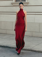 Open Back Satin Halter Dress