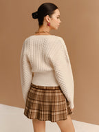 V-Neck Cinched Waist Twist Button Cardigan