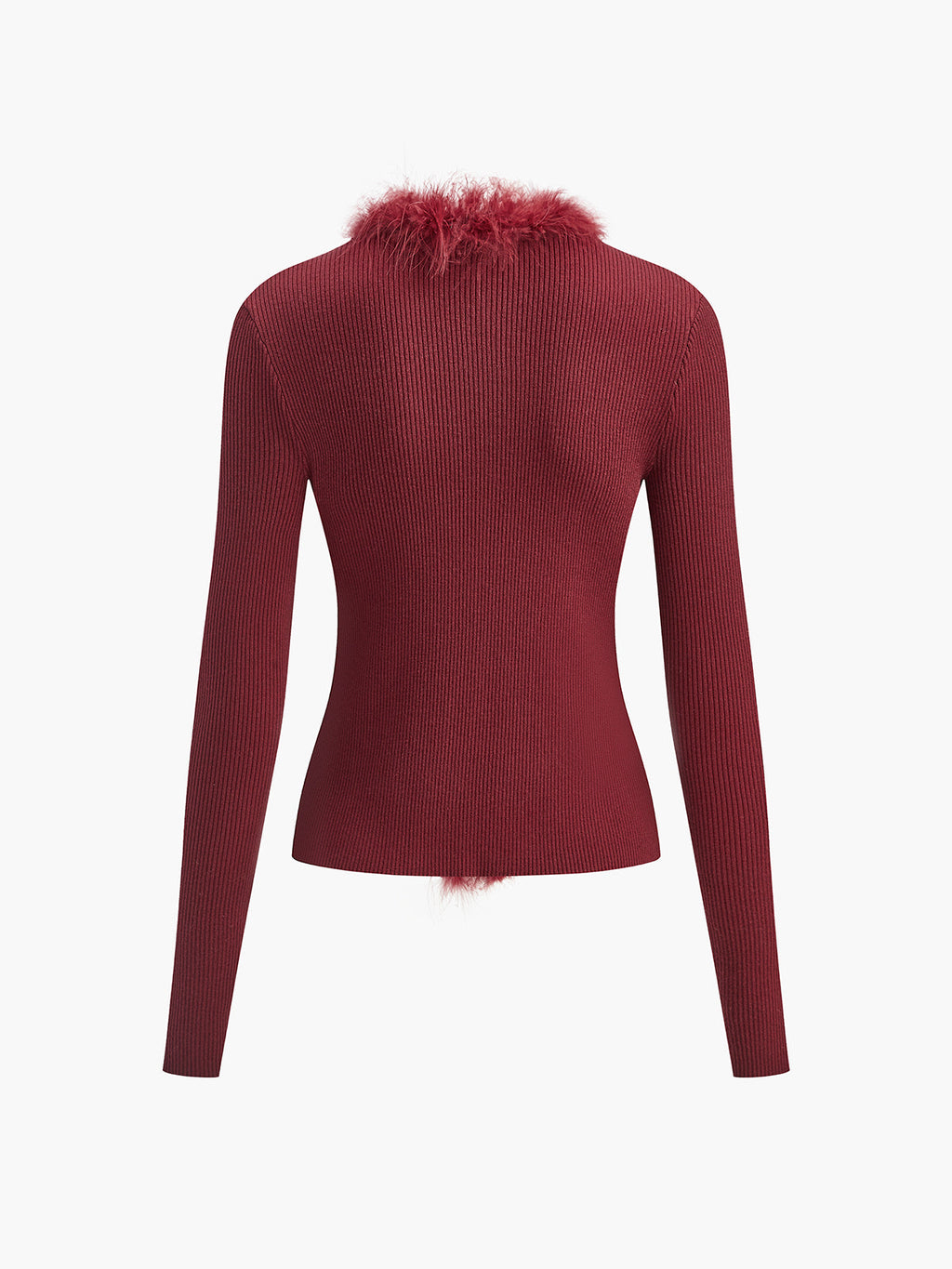 Feather Trim Wool-Blend Slim Sweater