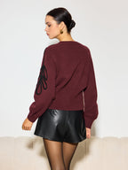 Jacquard Cinched Waist Knit Top