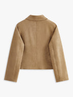 Suede Effect Soft Button Lapel Jacket