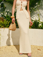 Cut-Out Strapless Textured Skirt Set