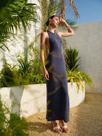Halter Neck Cutout Backless Knit Dress