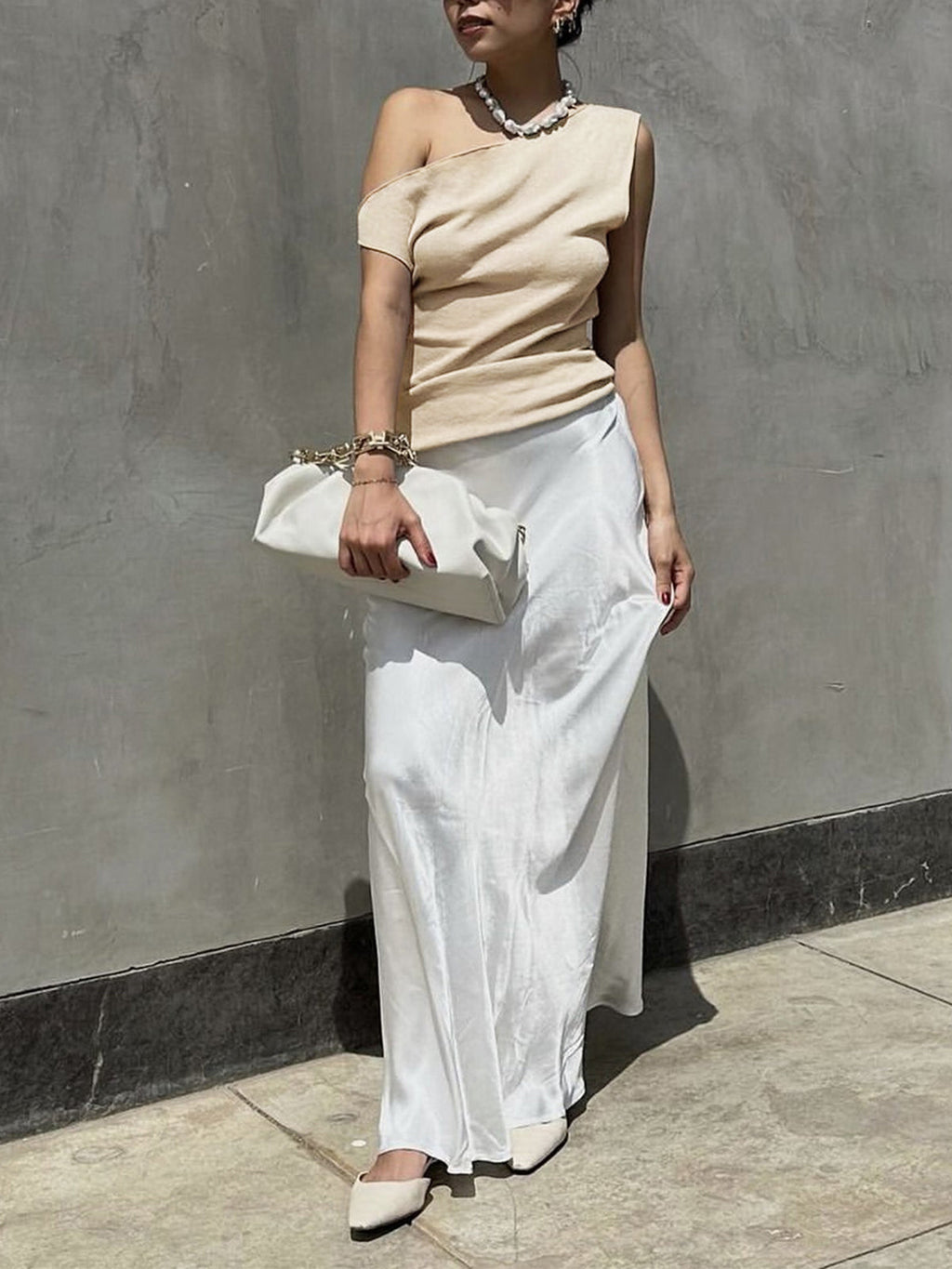 Solid Asymmetrical Neck Sweater Vest