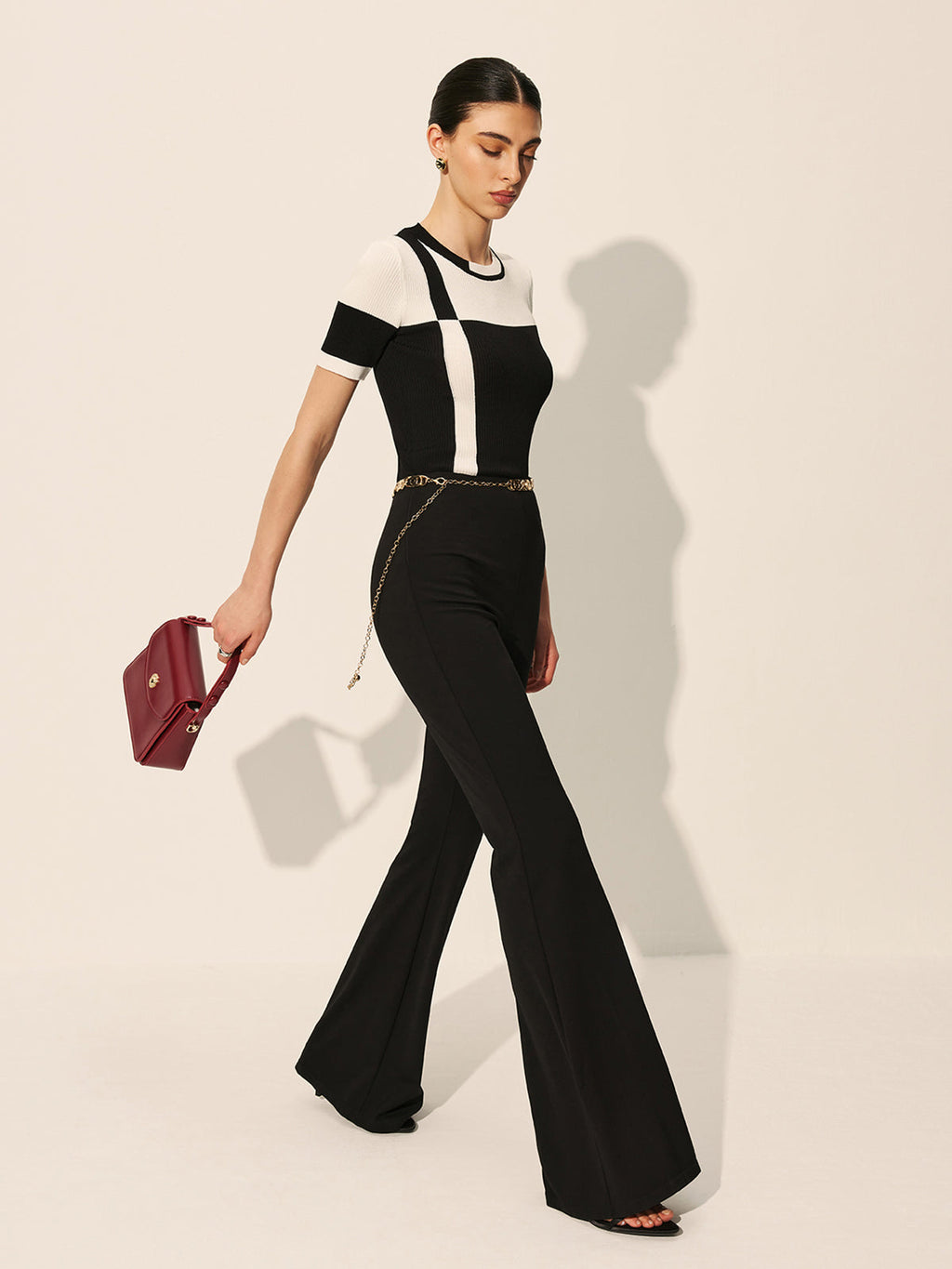 Color Block Ribbed Knit Top