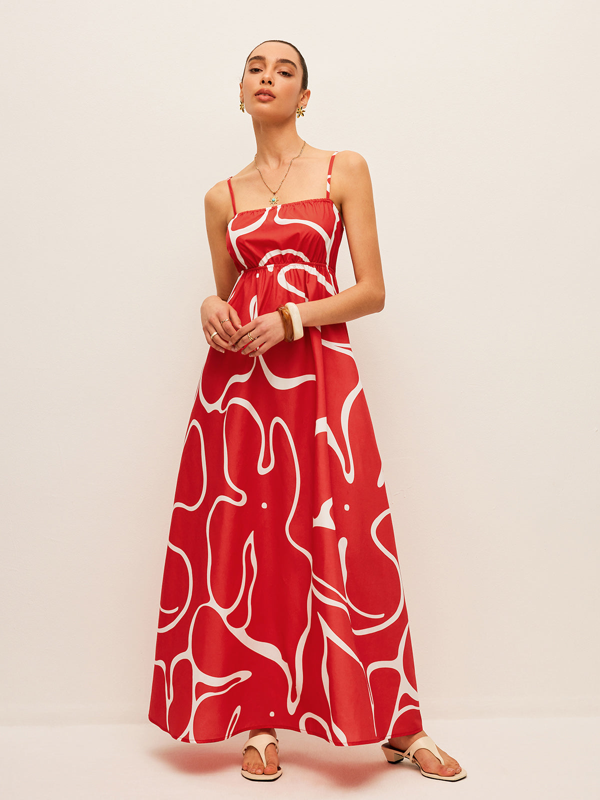 Printed Back Tie Detail Dress