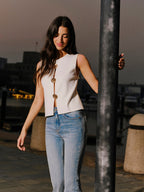 Shell Button Detail Sleeveless Top