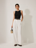 Color Block Knit Lace-Up Vest