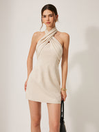 Cotton & Linen Crisscross Neckline Dress