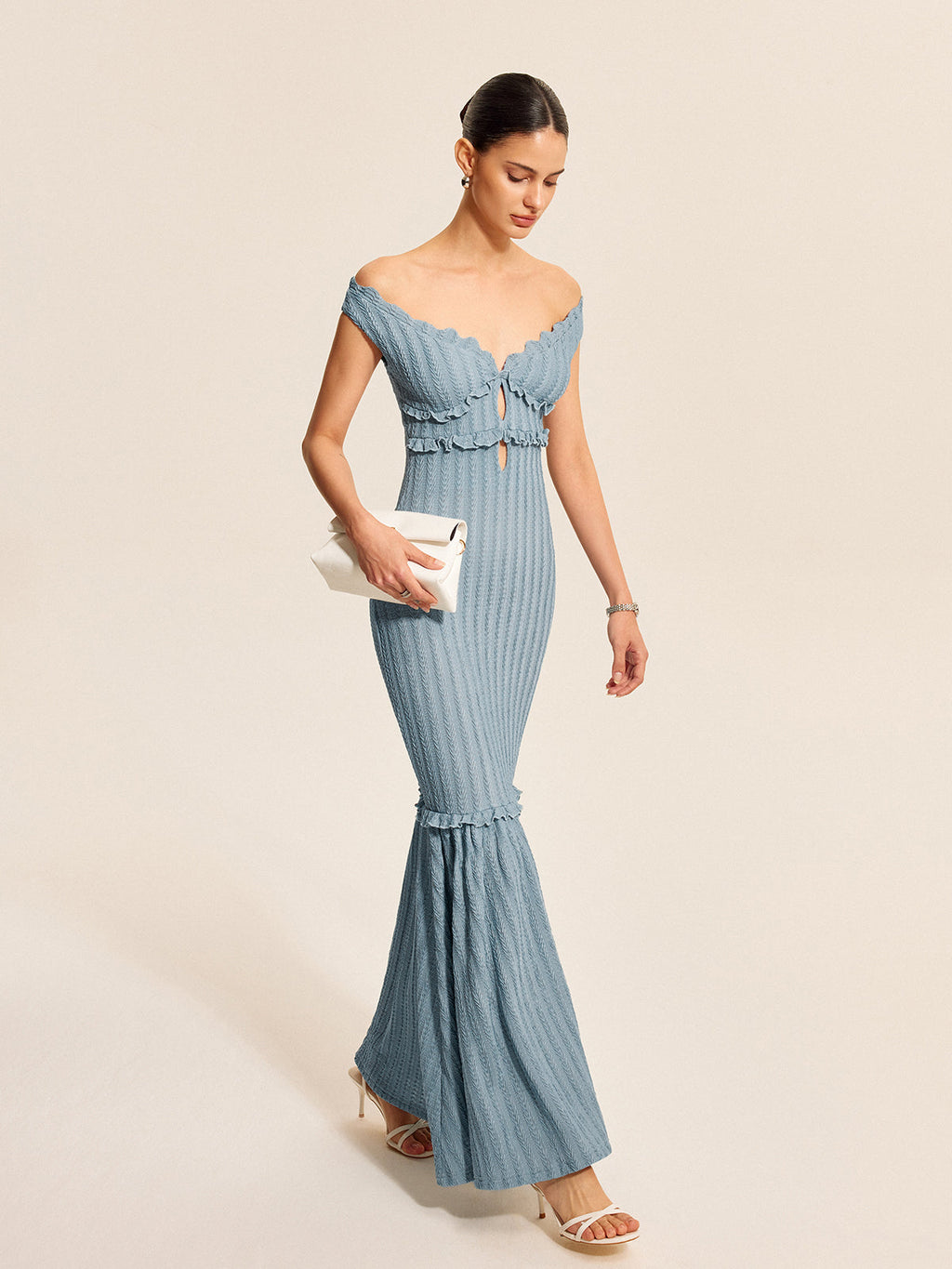 Off-Shoulder Ruffle Detail Dress
