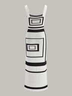 Geometrical Panel Square Neck Sweater Dress