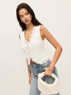 Crochet Floral Detail Knit Vest
