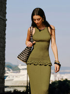 Lettuce Trim Sleeveless Knit Skirt Set