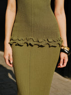 Lettuce Trim Sleeveless Knit Skirt Set