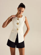 Metal Decor Sleeveless Vest