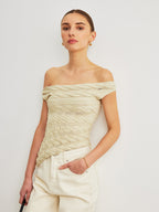 Off-Shoulder Cable Knit Top