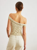 Off-Shoulder Cable Knit Top
