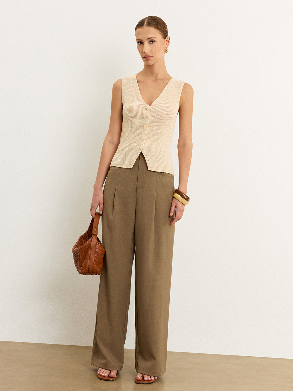 Knit Button-Front Vest