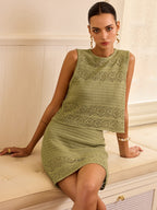 Crochet Knit Sweater Co-ords Set