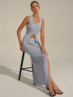 Asymmetrical Slit Knit Skirt Set