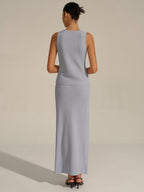 Asymmetrical Slit Knit Skirt Set