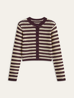 Striped Crochet Knit Cardigan