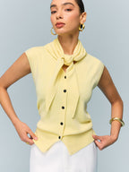 Button Knit Top with Convertible Styling Options
