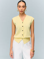 Button Knit Top with Convertible Styling Options