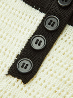 Contrast Trim Button-Front Knitted Shorts