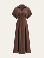 Pleated Button-Front Shirt Dress