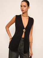 Metal Detail Sleeveless Vest