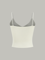 Ribbed Knit Metal Button Cami Top