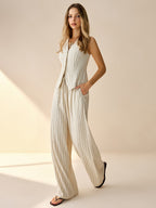 Striped Sleeveless Vest and Pants Set