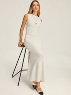 Textured Knit Maxi Skirt