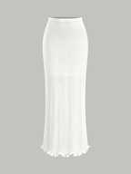 Wave Pattern Knit Maxi Skirt
