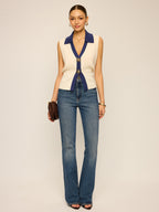 Two-Tone Collared Knit Vest