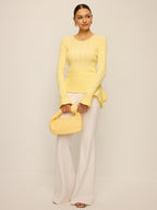 Asymmetric Hem Flare Sleeve Eyelet Sweater