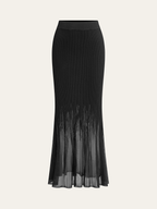 Mesh Hem Ribbed Knit Mermaid Skirt