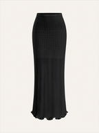Wave Pattern Knit Maxi Skirt