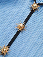 Contrast Trim Lapel Knit Dress