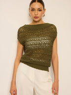 Crochet Knit Off-Shoulder Top