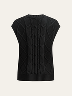 Cable-Knit Bow Cap Sleeve Vest